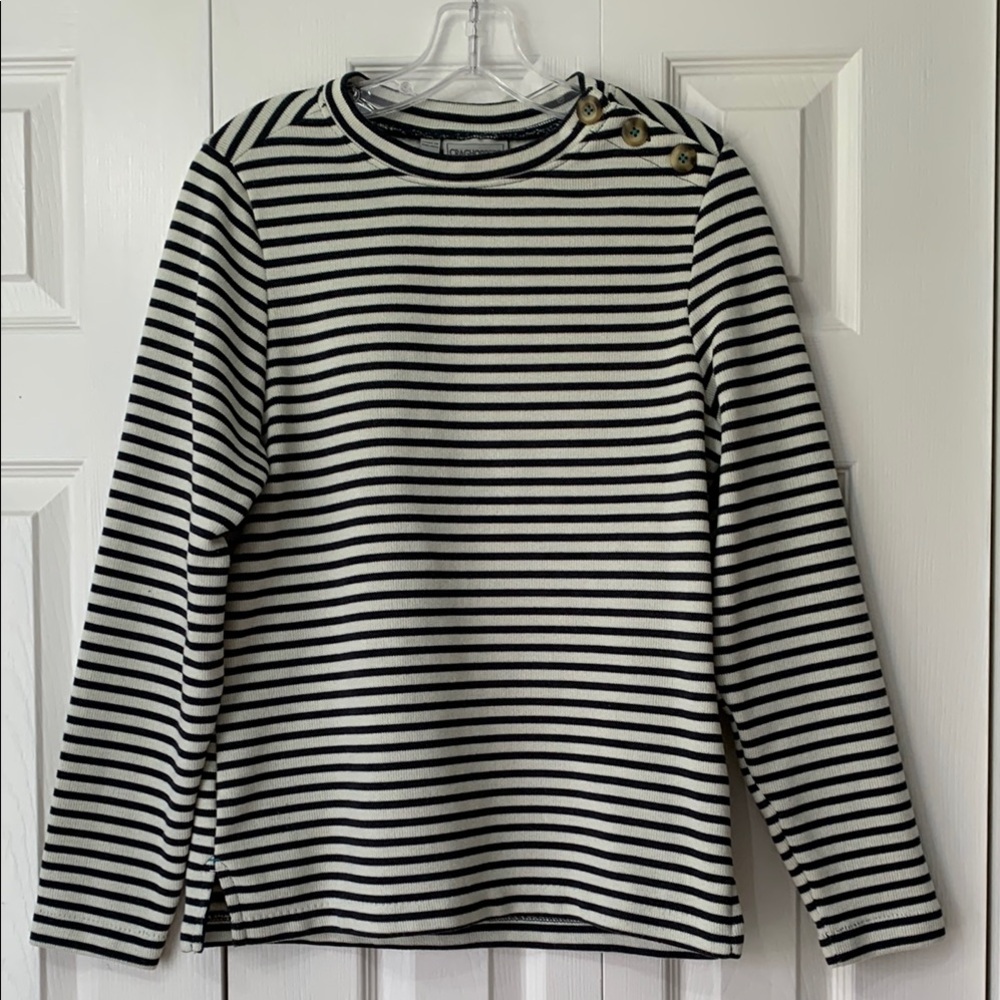 Craghoppers Navy and White Striped Top Long Sleeve Size M/8